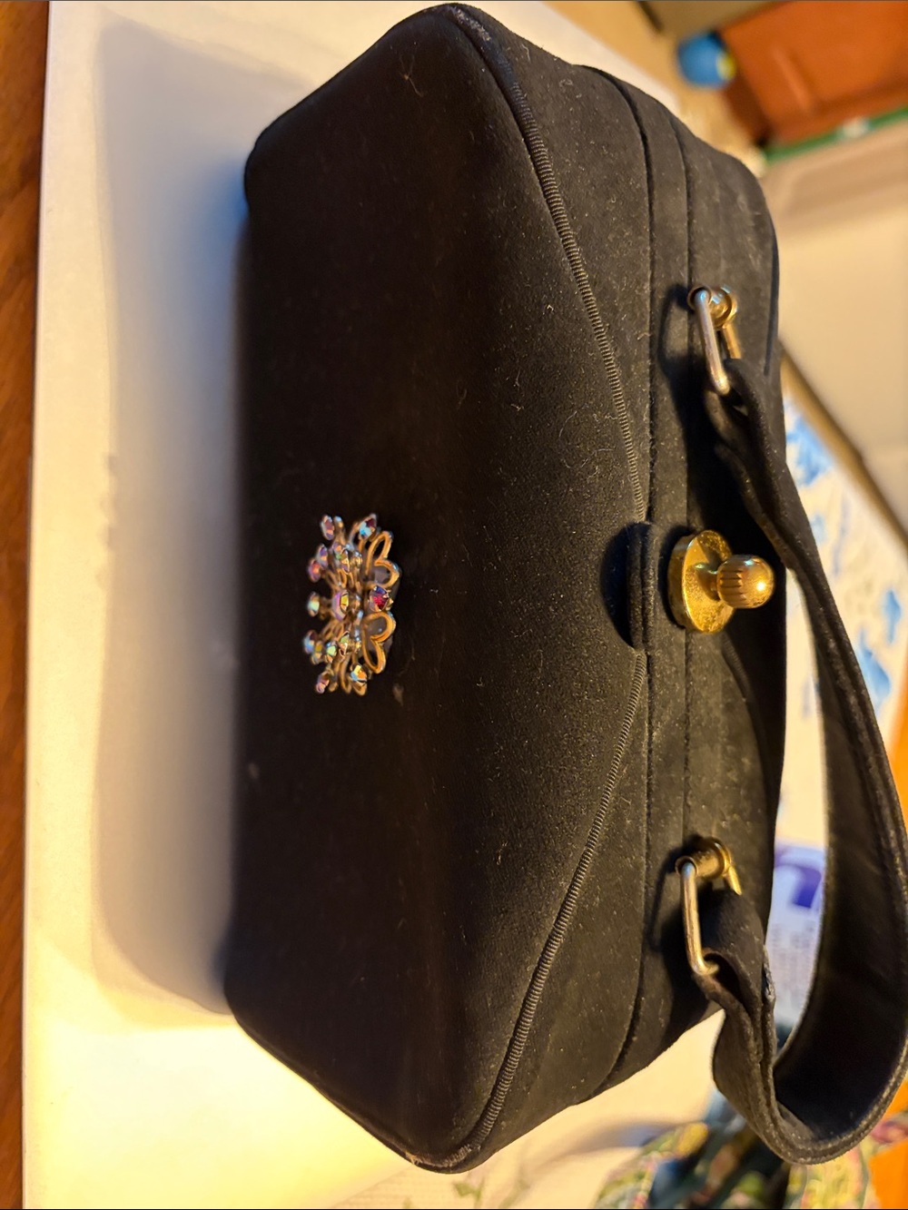 Vintage black velvet purse